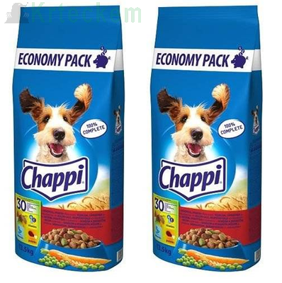 CHAPPI 2x13,5 kg - suché krmivo pro psy s hovězím masem, drůbeží a zeleninou ZAHRNUTO -2%