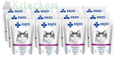 ENZO VET Sterilised dieta pro sterilizované kočky s krůtím masem v želé 12x100g
