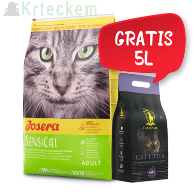 JOSERA SensiCat 10kg + Cat Royale Levandulová bentonitová podestýlka 5l