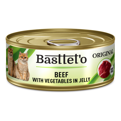 Basttet'o Original Hovězí zeleninové želé pro kočky 85g (plechovka)