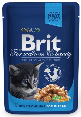 Brit cat Kitten Pouches s kuřecími kousky v omáčce 100 g