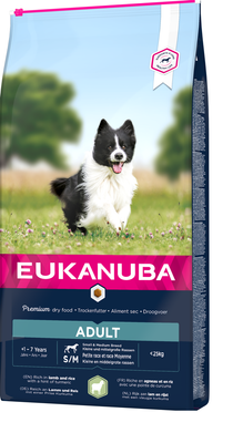 EUKANUBA Adult Small&Medium Breed Rich In Lamb & Rice 12kg + 2kg ZDARMA + Překvapení pro psa