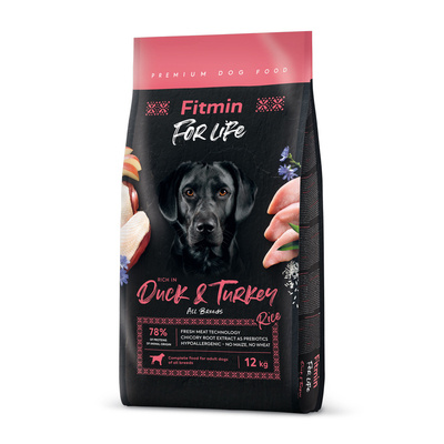 FITMIN dog For Life Duck & Turkey 12 kg + GRATIS !!