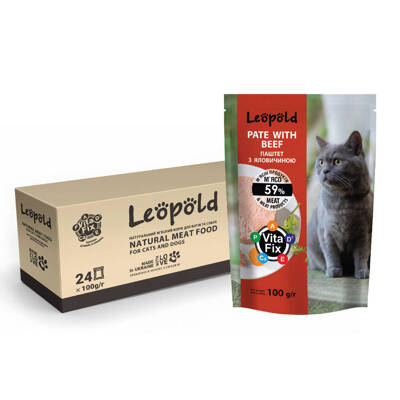 Leopold masová paštika s hovězím masem pro kočky 24x100g 