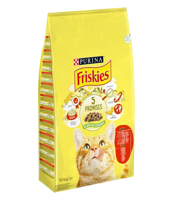 PURINA Friskies Krmivo pro kočky s hovězím a kuřecím masem se zeleninou 10kg