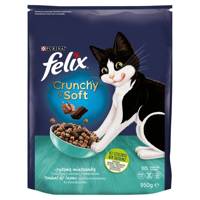 Felix Crunchy & Soft suché krmivo pro kočky s tuňákem a lososem se zeleninou 950g