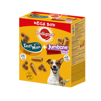 PEDIGREE® Mega Box Tasty Minis a Jumbone™ Mini - pamlsky pro dospělé psy (s příchutí kuřete, kachny a hovězího a drůbeže) - 740g  
