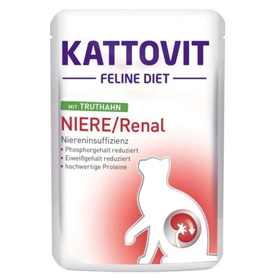 Kattovit Niere/Renal krůtí 6x85g sáček + ENZO VET Renal 6x100g (kuřecí maso)