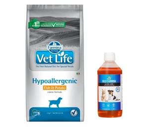 FARMINA Vet Life Dog Hypoallergenic Fish & Potato 12kg + LAB V Lososový olej pro psy a kočky 500ml