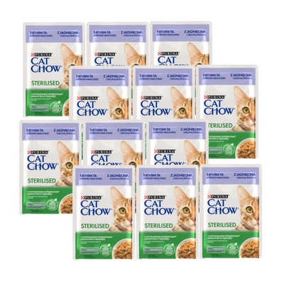 CAT CHOW Sterilizované krmivo s jehněčím masem a zelenými fazolkami s omáčkou 12x85g